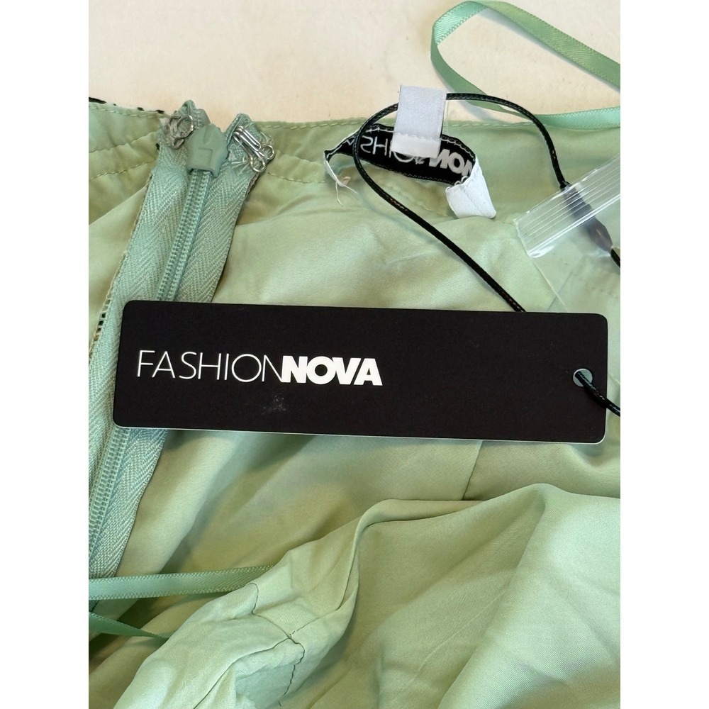 Fashion Nova Vacay Ready Wide Leg Jumpsuit Green Patchwork Floral Sz XL NEW - Picture 10 of 11